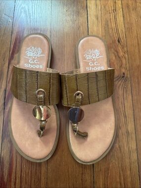 Women's Brown Slip-On Thong Sandals